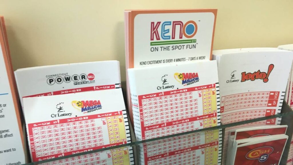 Lottery tickets for sale, on display