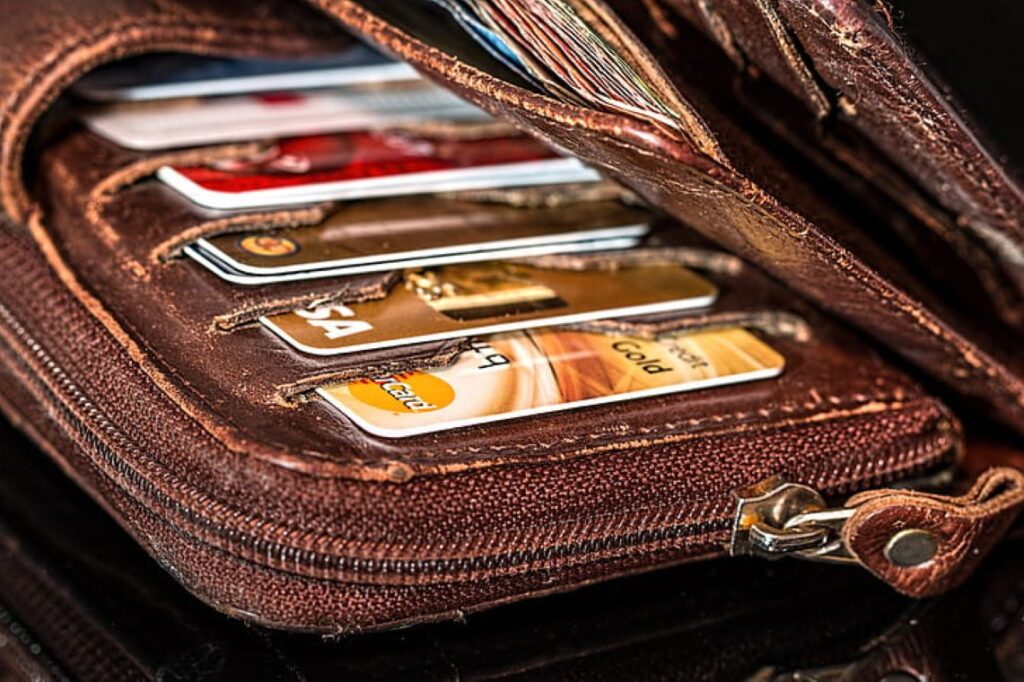 Wallet full of credit cards 