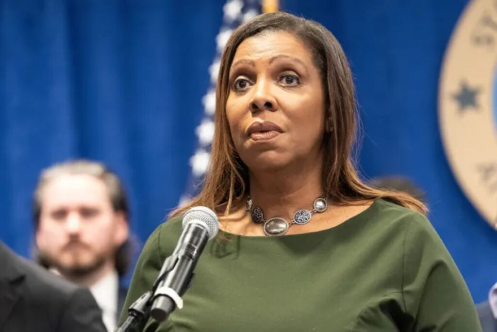 Attorney General Letitia James addressing the press