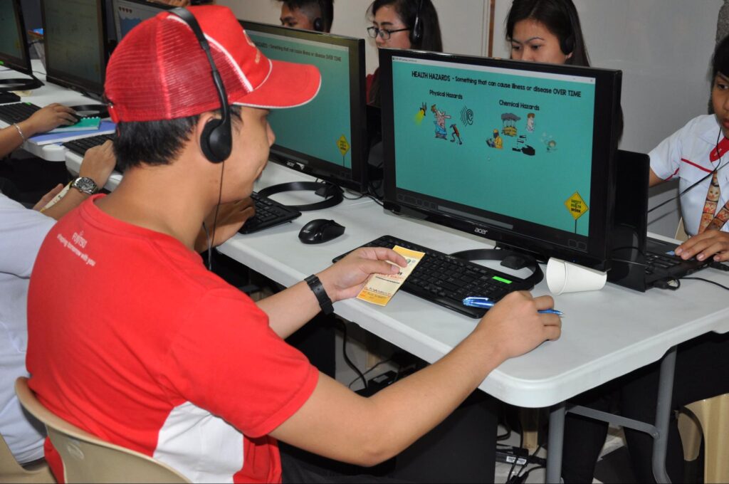 Youths working at a tech hub