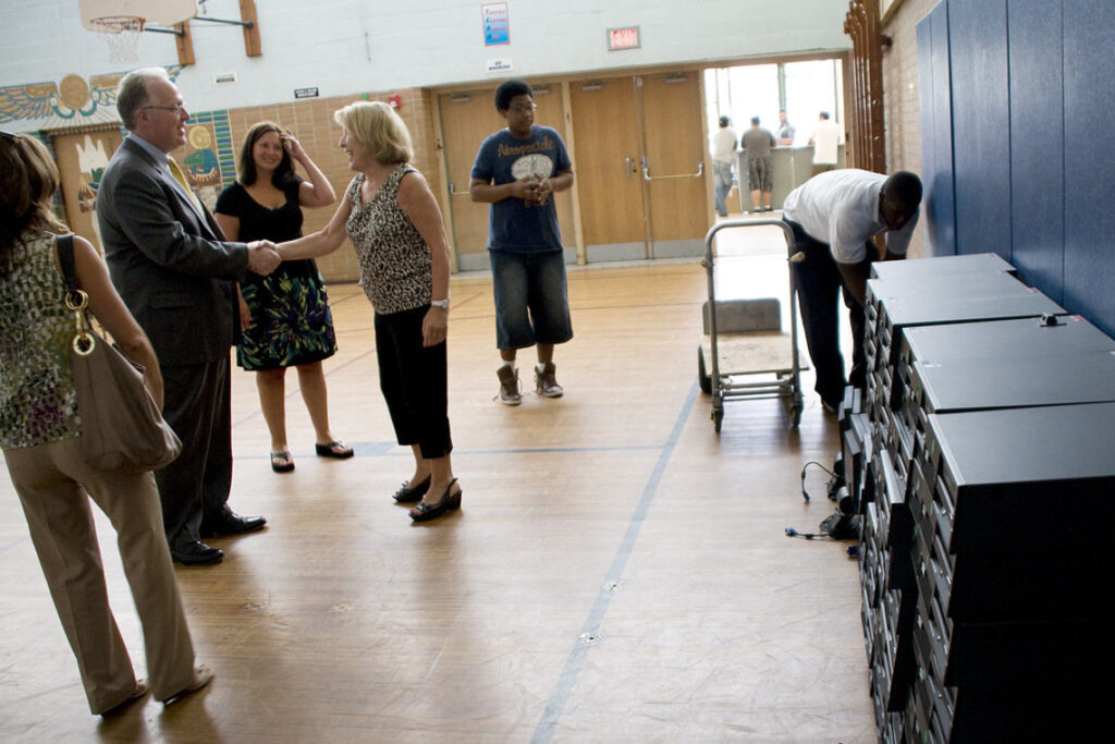 School officials received a donation