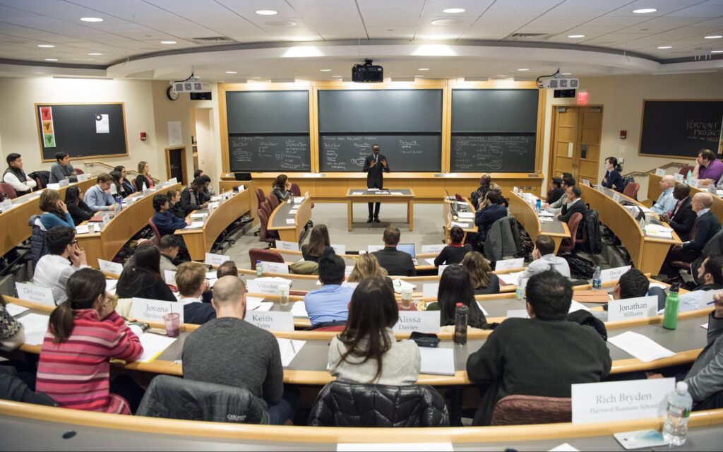 Kagame taking a cohort at HBS