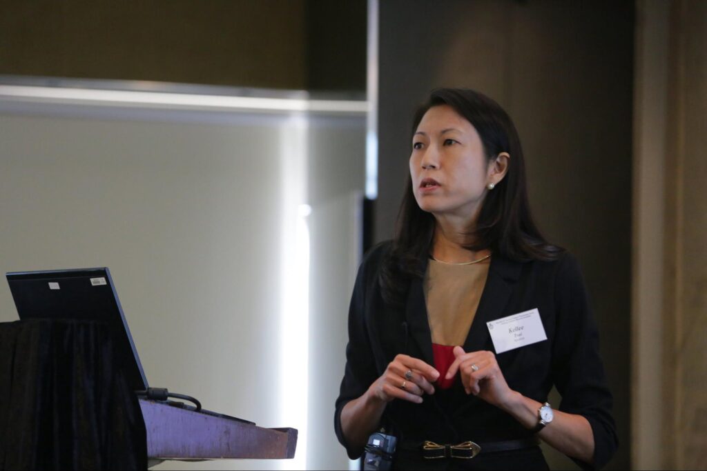 Prof Kellee Tsai speaking at a HKUST event