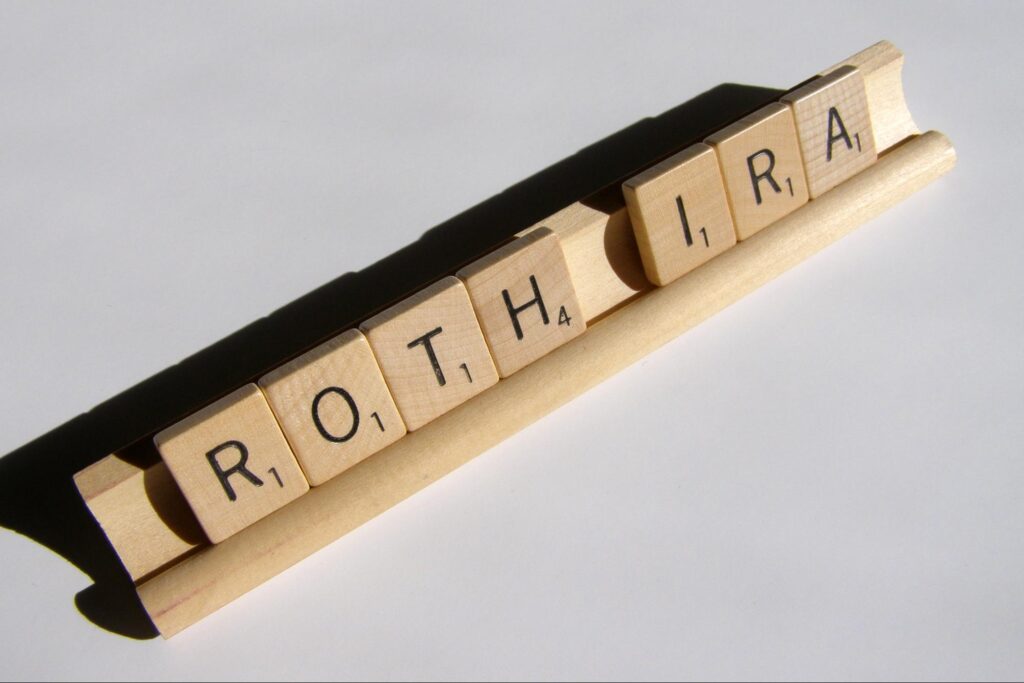 Scrabble tiles reading ‘Roth IRA’