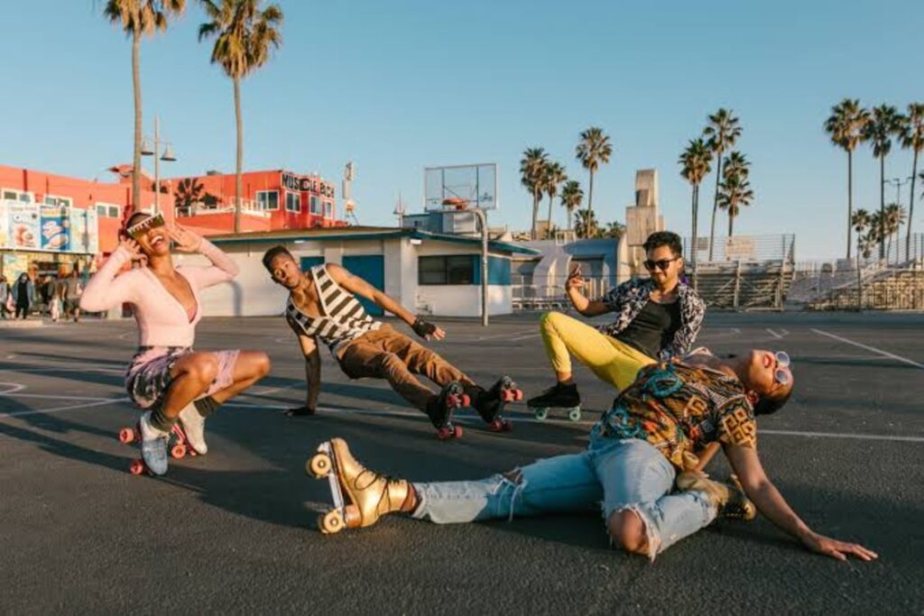 People Posing while Wearing Roller Skates