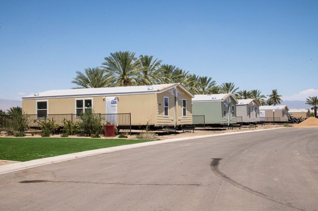 A row of modular houses