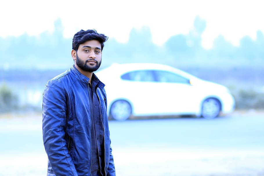 Pakistani boy in leather jacket
