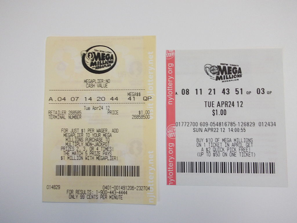 Mega Millions lottery tickets from New Jersey and New York, 2012