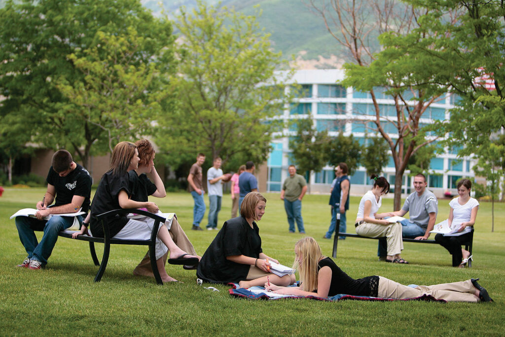 Students socializing on campus