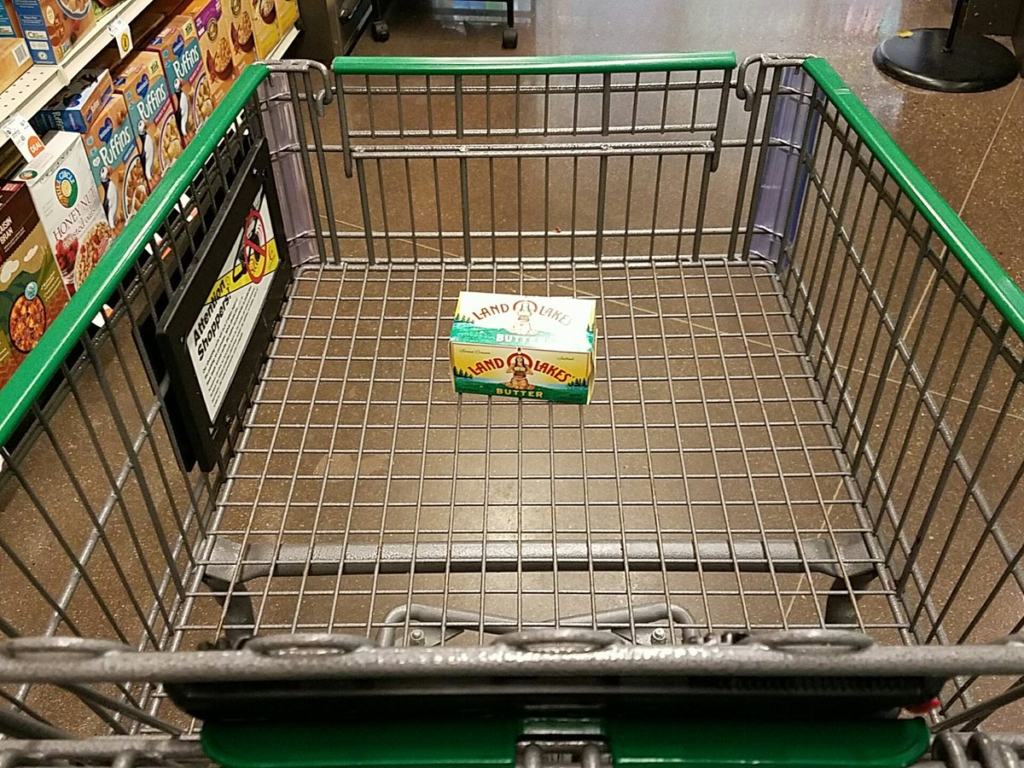 shopping cart with lone item