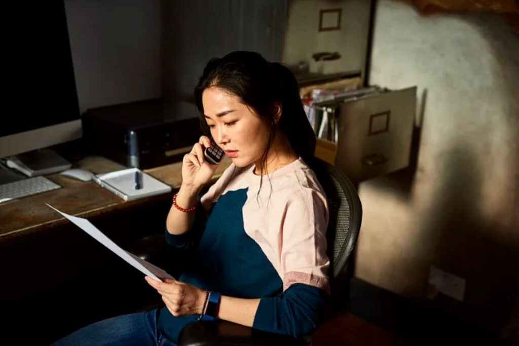 A woman on a call