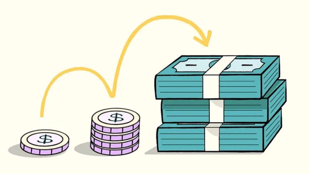 Clipart explaining the concept of compound interest