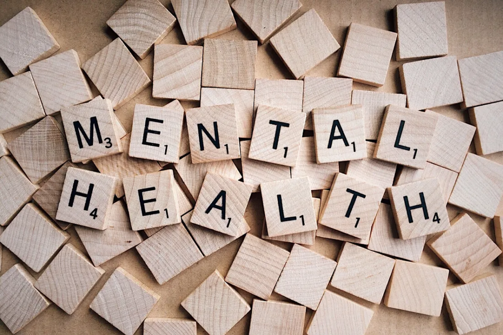 Scrabble tiles that read ‘mental health’