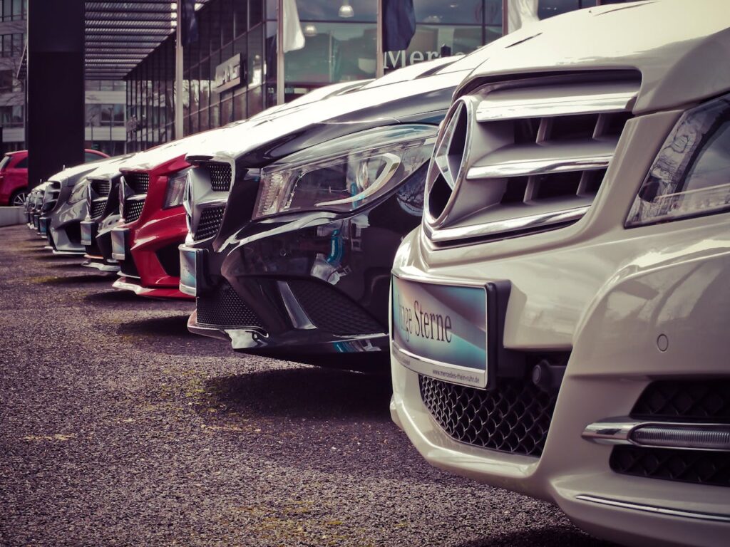 Cars in a Mercedes Benz Lot