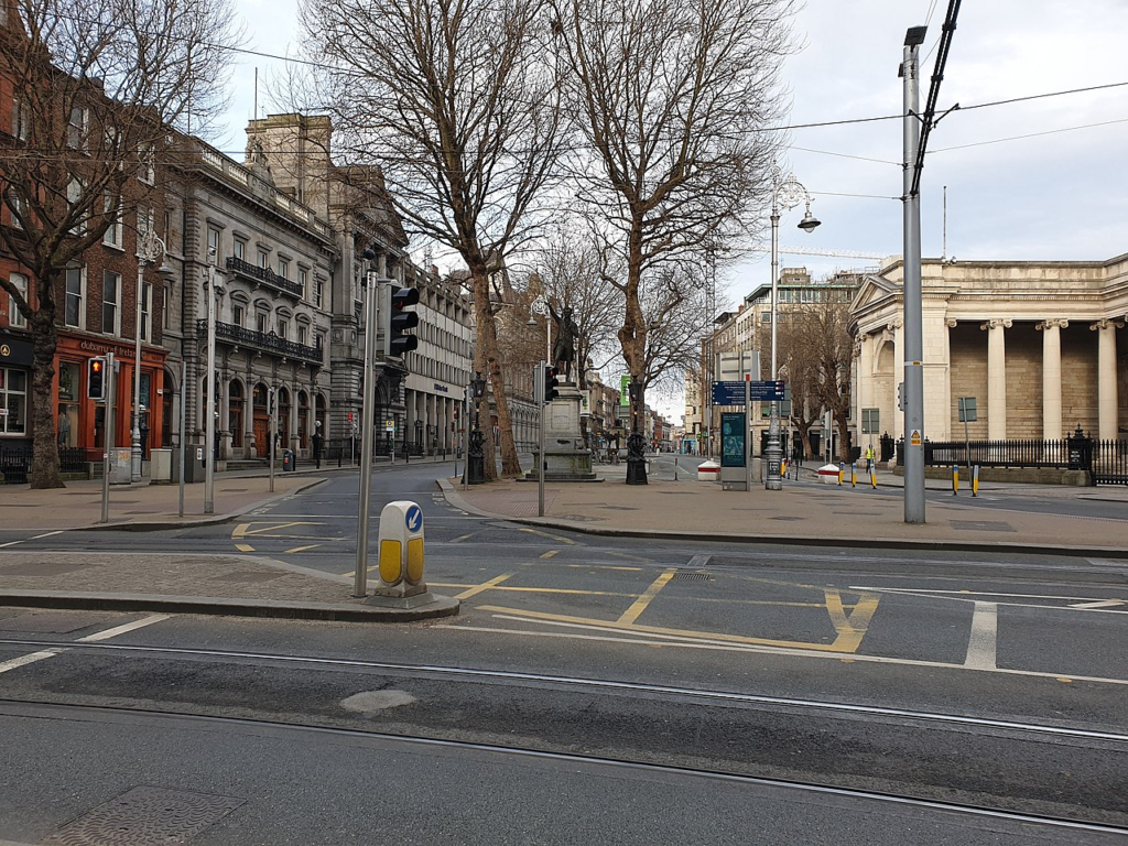 Empty streets in Dublin during the lockdown