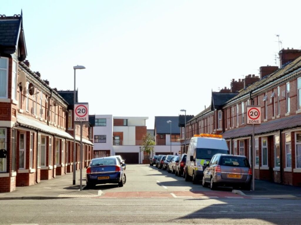 Cars parked on a street