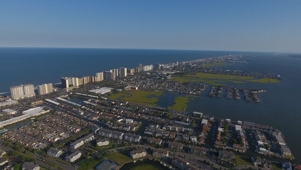 Aerial view of Ocean City's Gold Coast area