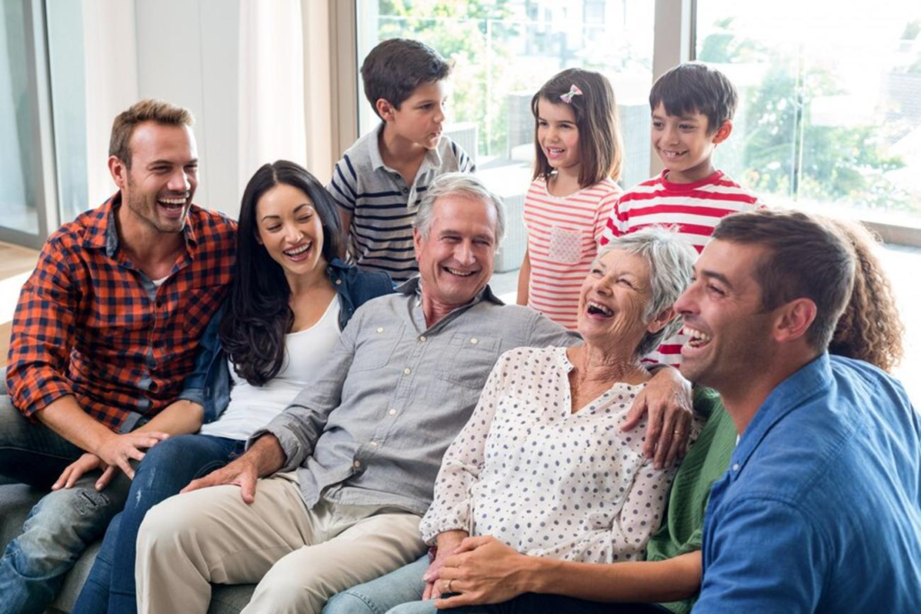 A large family having a memorable time together