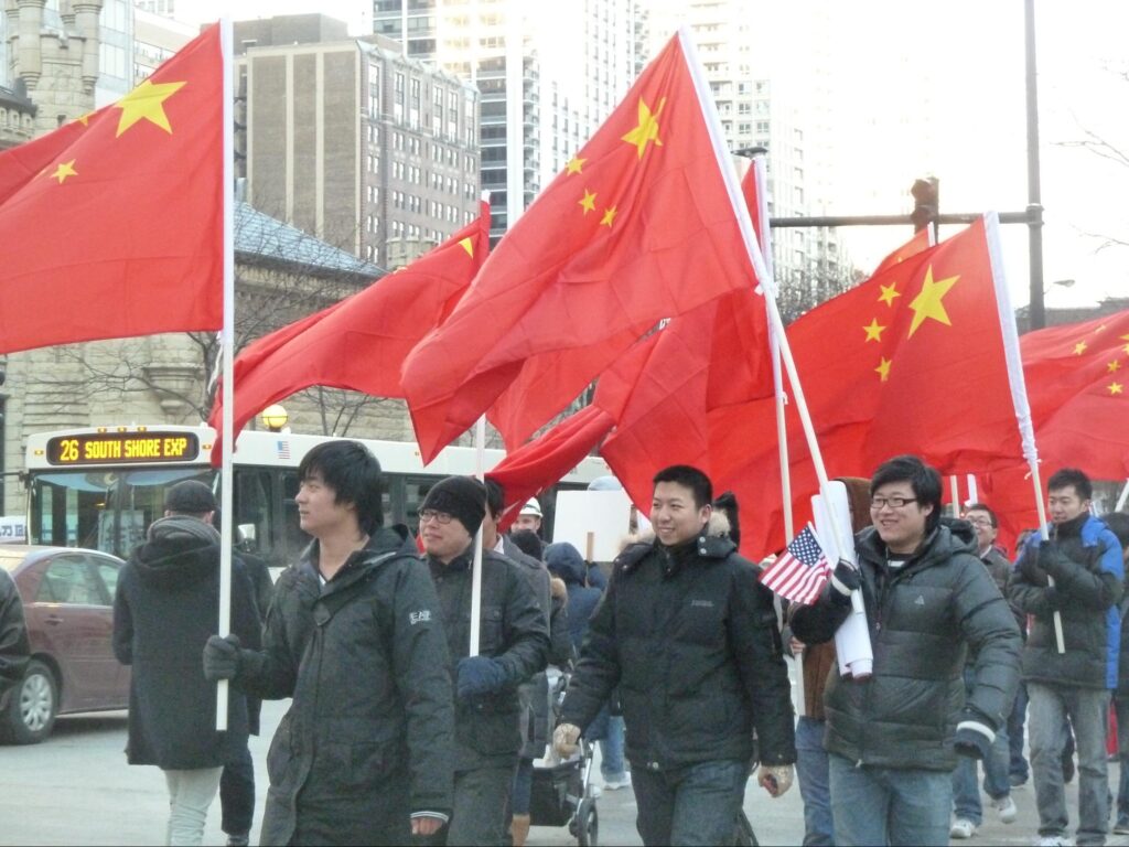 Chinese nationals flying their flag on the streets of Michigan