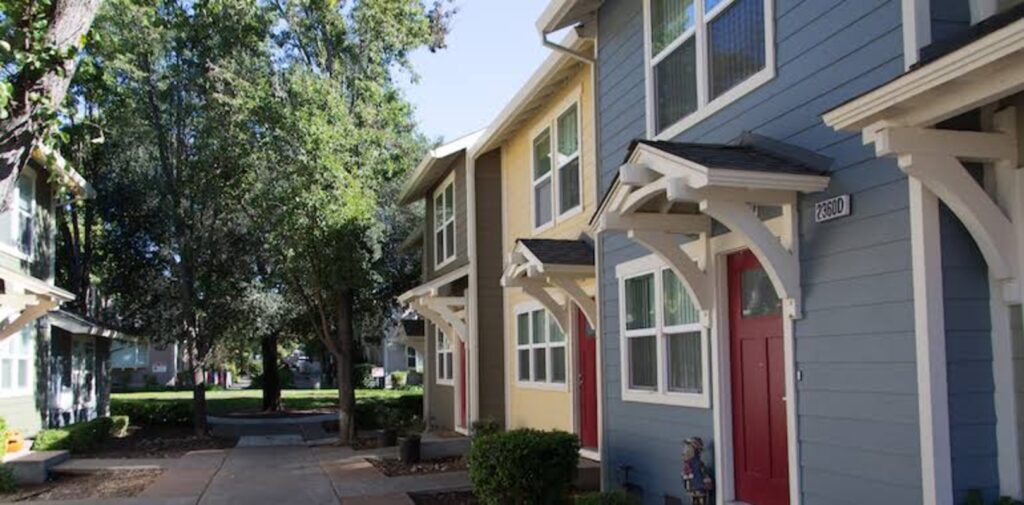 A row of apartment buildings