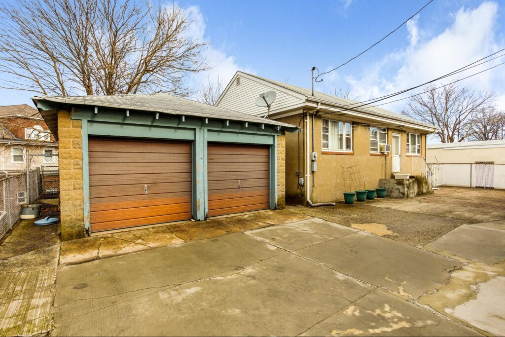 A house with a detached garage