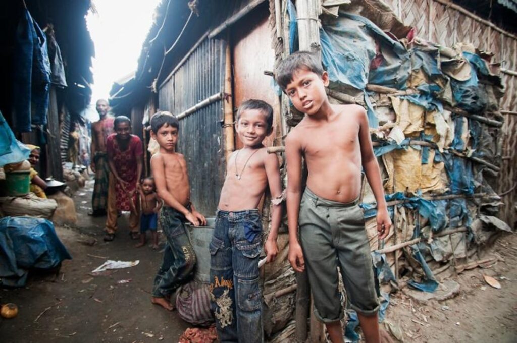 Children in a slum in Bangladesh