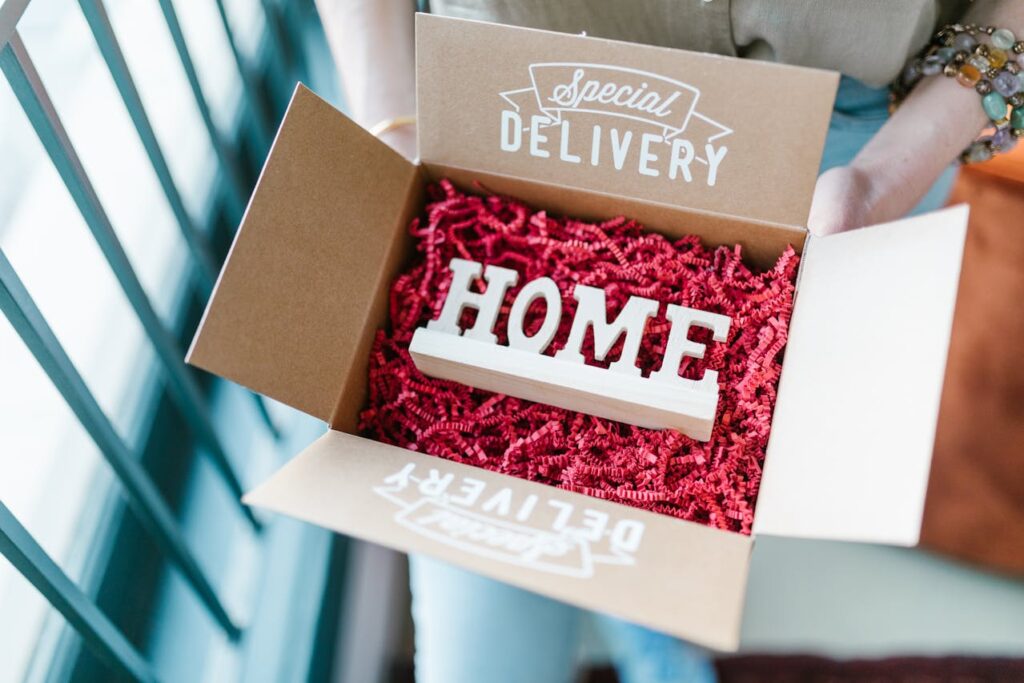 Wooden letters in a box filled with cut paper