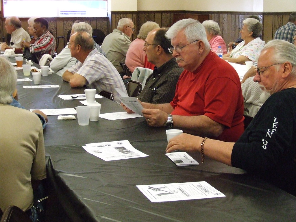 Retired union members at a roundtable discussion