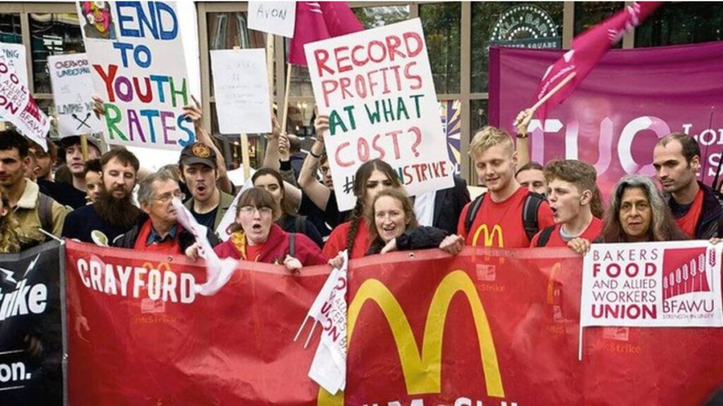 Fast-food workers protesting measly rates