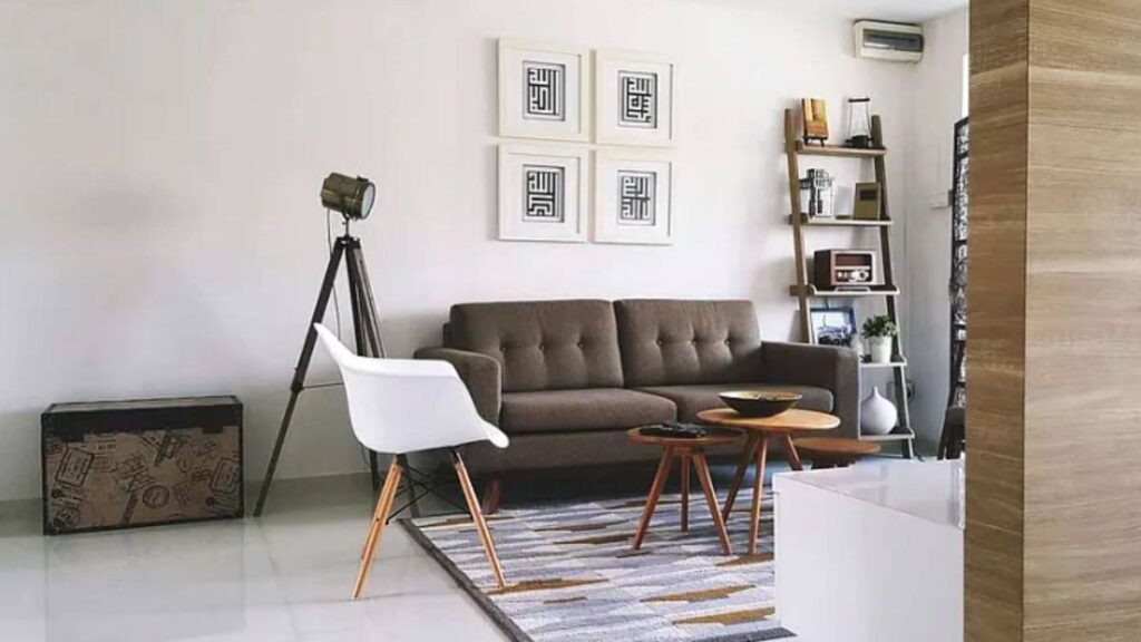 Furniture in a studio-type apartment