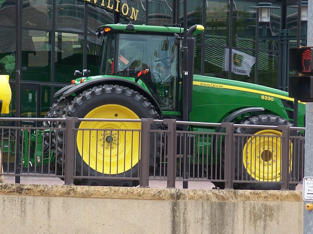 A tractor by Deeres & Co. on display