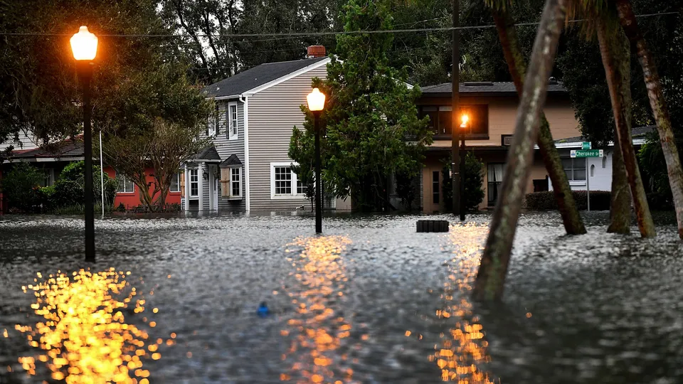 A flooded residential area in the US