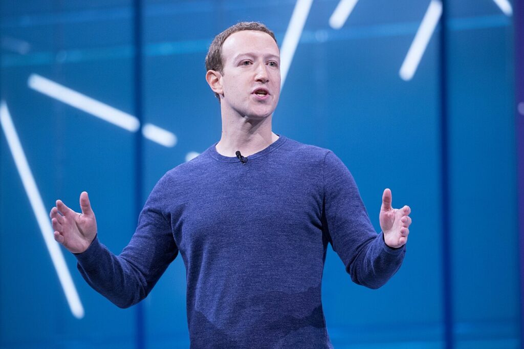 Zuckerberg speaking at an event