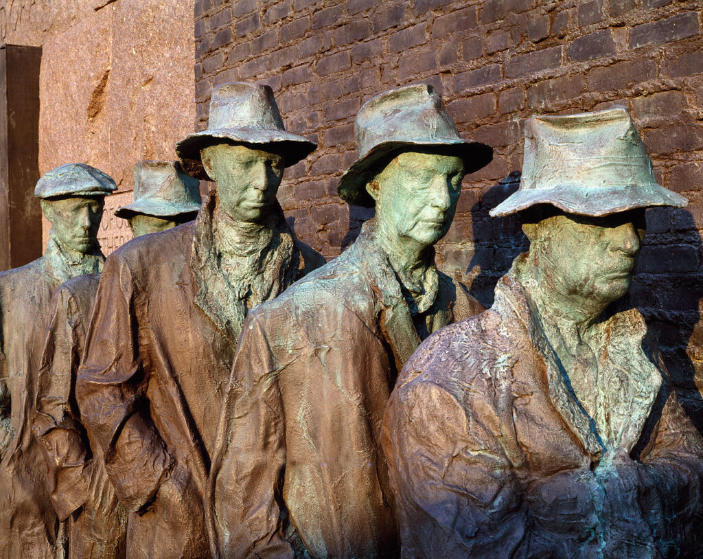 Sculpture of a bread line