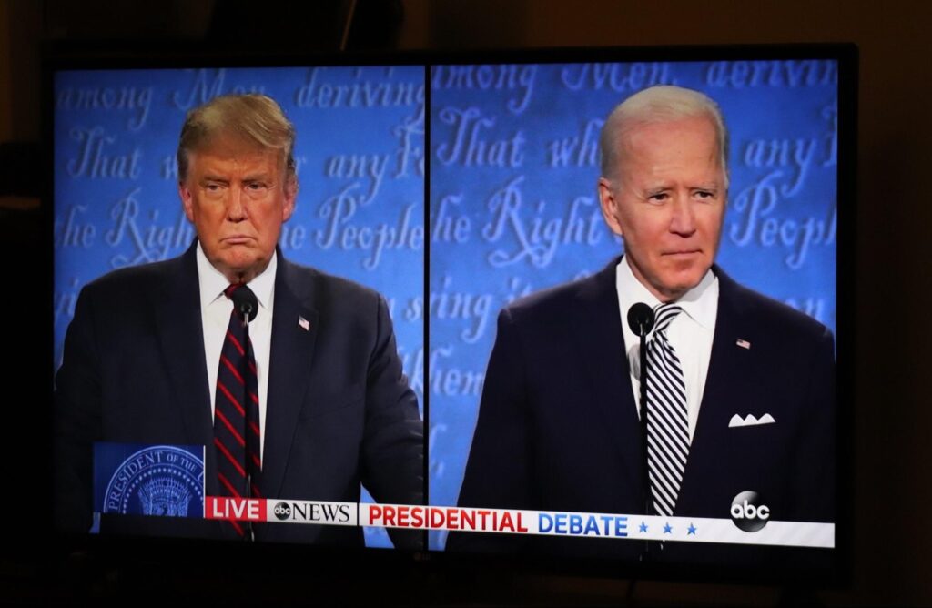 Trump and Biden at a debate before the 2020 elections