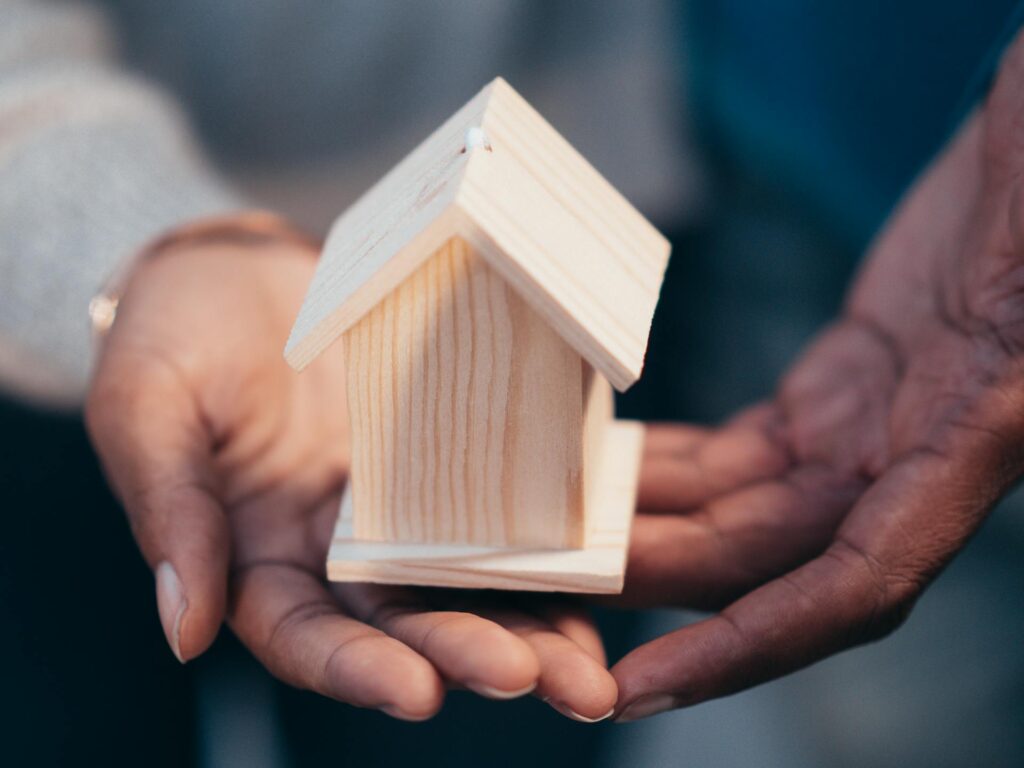 Person holding a miniature house