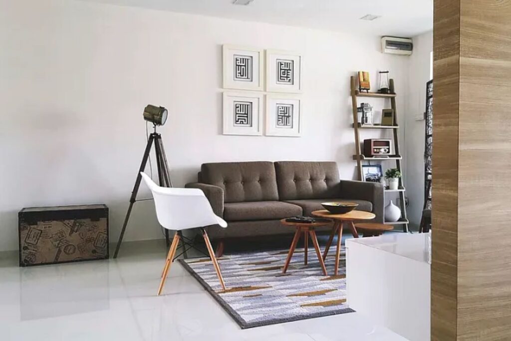 Furniture in a studio-type apartment