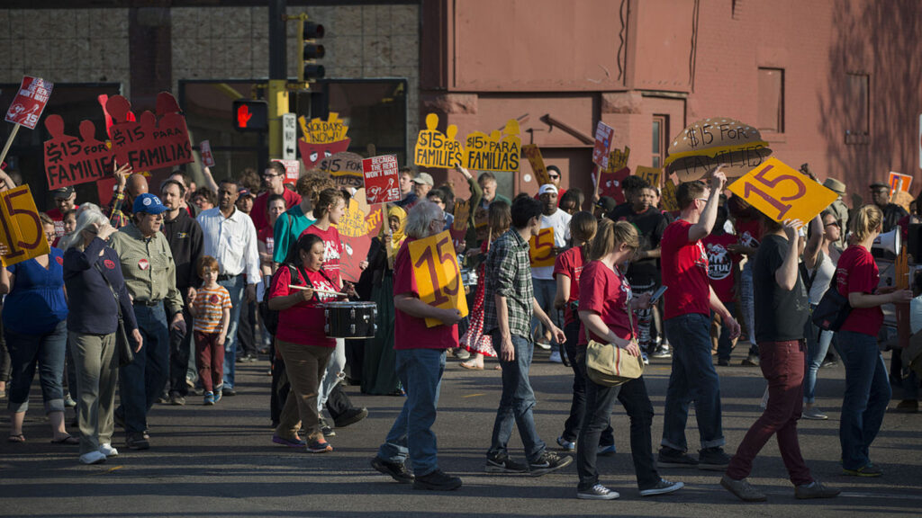 Fast-food workers take to the street