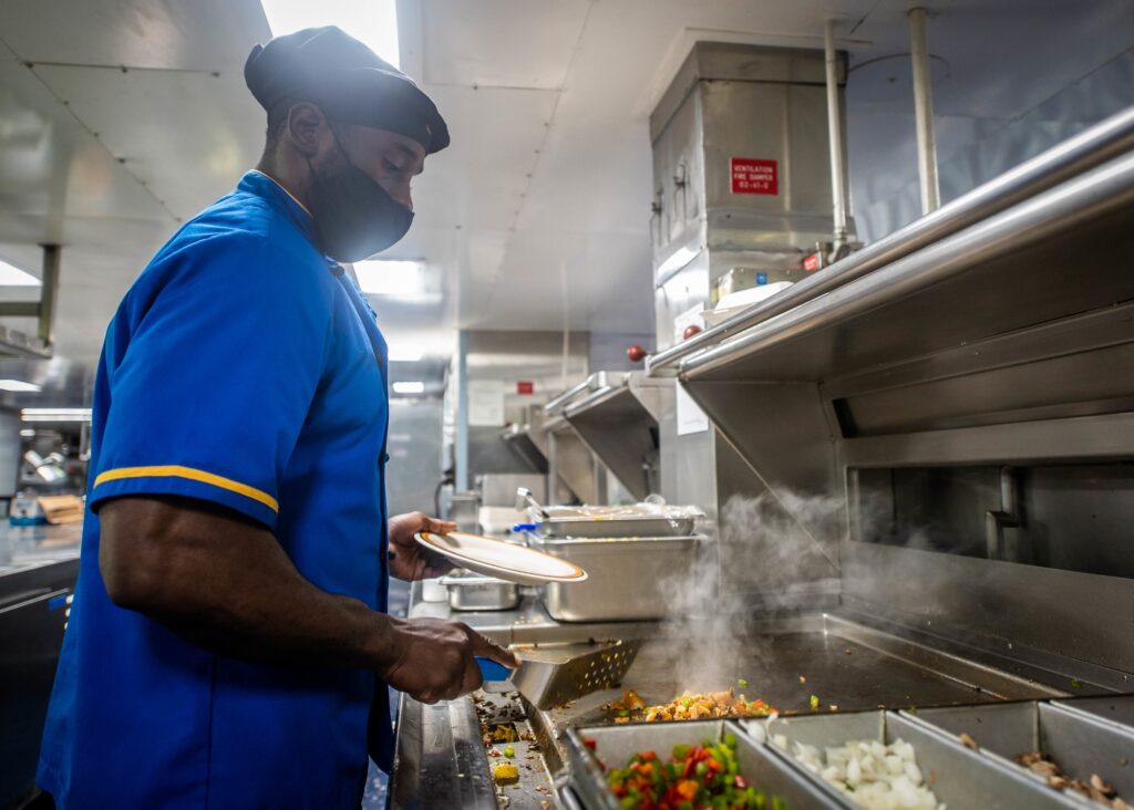 A chef working on a sea-faring vessel