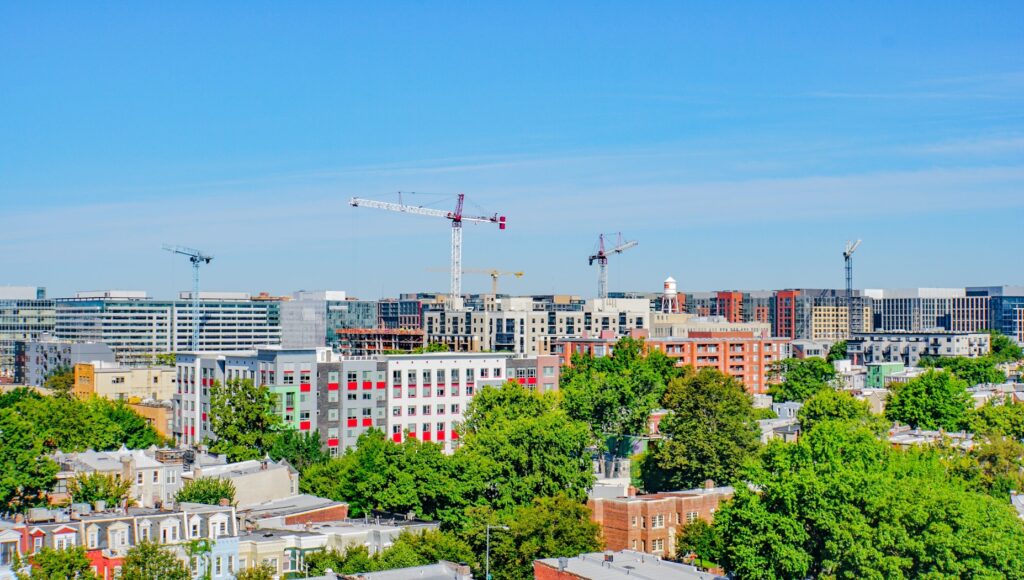 Cranes working at a construction site