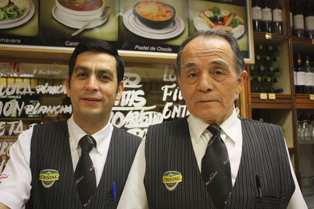 Waiters in a Santiago restaurant