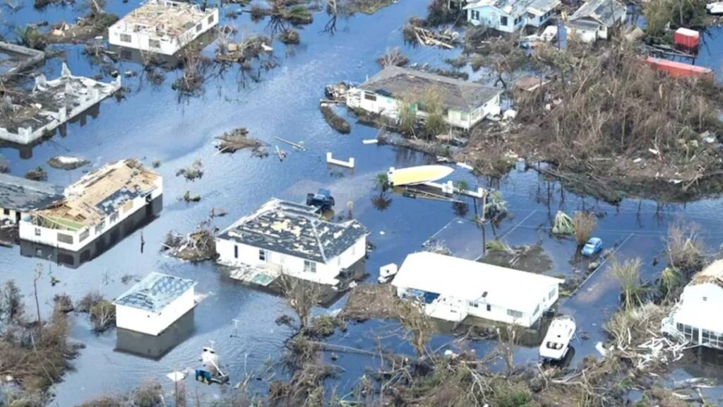 Coastal town flooded after tsunami