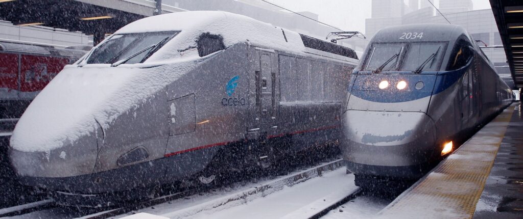 Acela pair Boston South snow