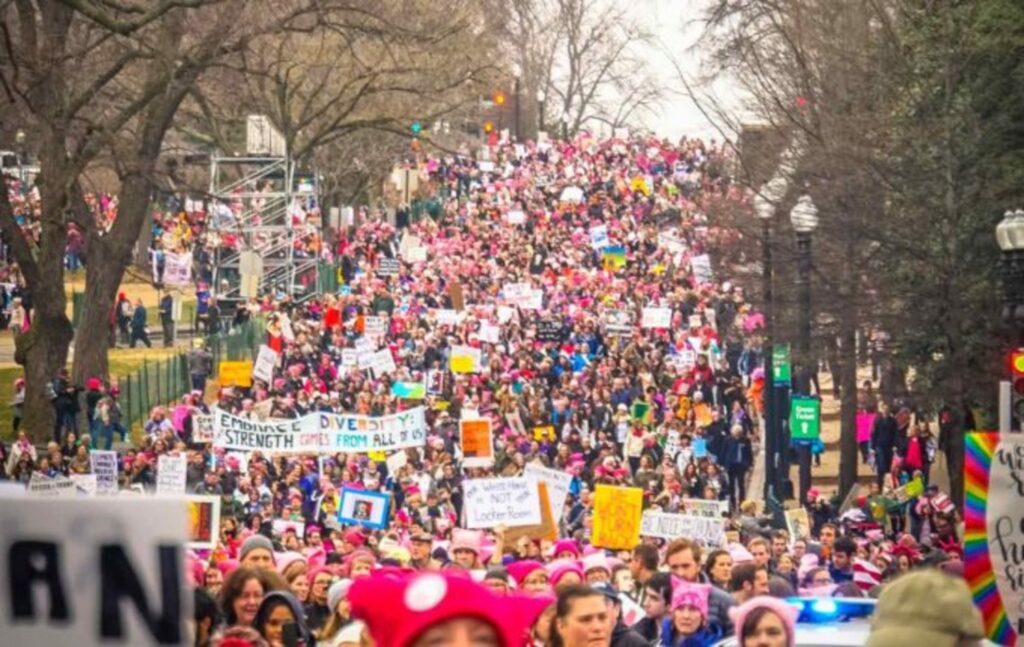 A 2017 women's march in Washington DC
