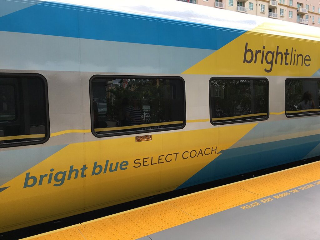 Brightline Train Leaving West Palm Beach Station