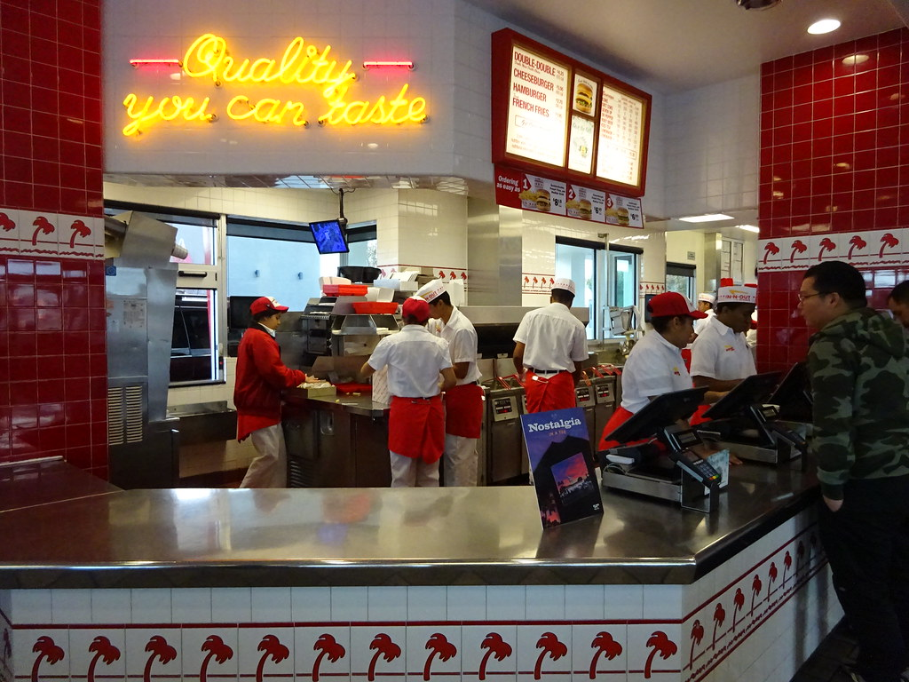 A view of the kitchen area of an In-N-Out Burger outlet