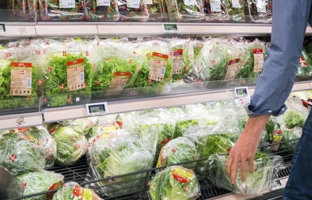 Vegetables on a supermarket shelf