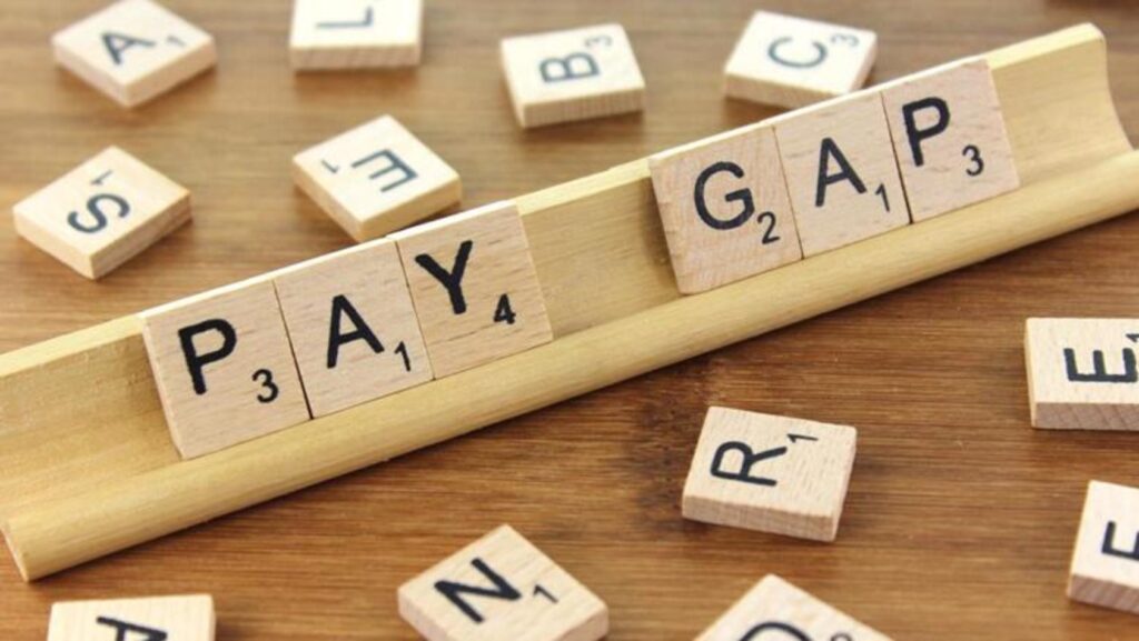  ‘Pay Gap’ spelled out on a Scrabble rack
