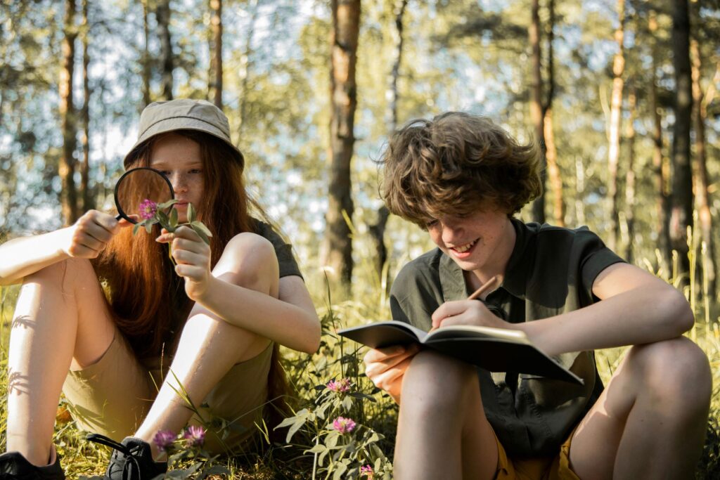 Teenagers on an Adventure in a Forest