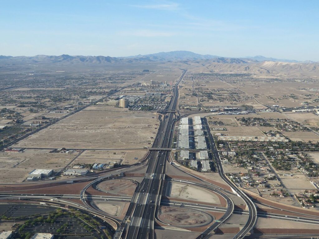 Interstate 15, Las Vegas, South of Flight Path on Departure